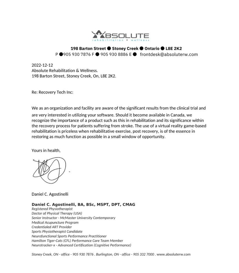 Recovery Tech VR rehab in Absolute Rehabilitation & Wellness